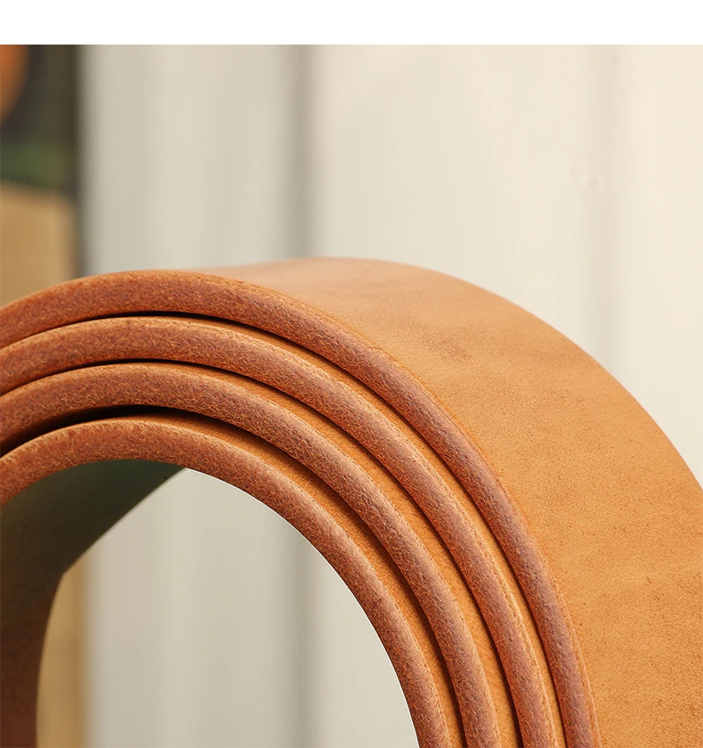 Super Thick Vegetabel Tanned 100% Genuine Leather Belt Without Pin Buckle for Mens Belts DIY Cowboys Match Jeans 3.8cm Width
