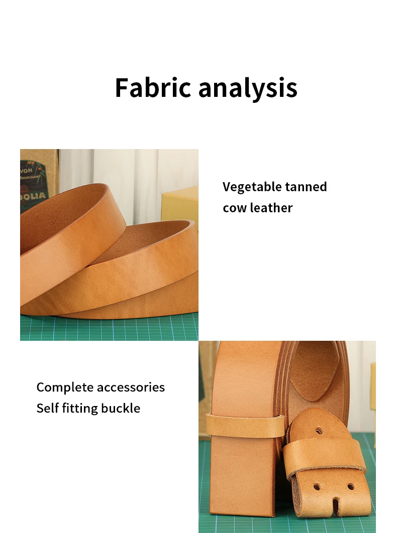 Super Thick Vegetabel Tanned 100% Genuine Leather Belt Without Pin Buckle for Mens Belts DIY Cowboys Match Jeans 3.8cm Width