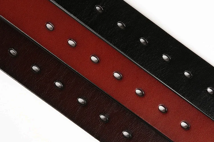 Genuine Leather Belt New Cowboy Motorcycle Jeans Heavy Metal Rivet Belts For Men Punk Rock Male Strap Ceinture Homme
