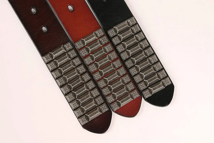 Genuine Leather Belt New Cowboy Motorcycle Jeans Heavy Metal Rivet Belts For Men Punk Rock Male Strap Ceinture Homme