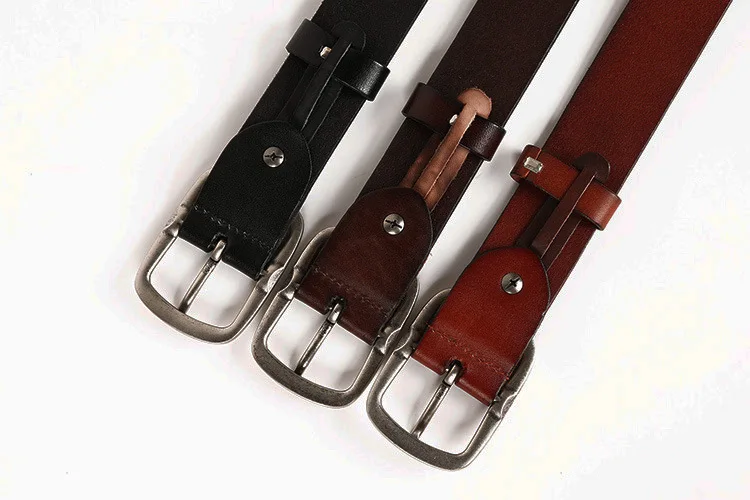 Genuine Leather Belt New Cowboy Motorcycle Jeans Heavy Metal Rivet Belts For Men Punk Rock Male Strap Ceinture Homme