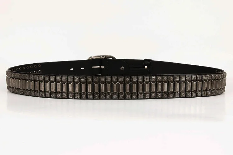 Genuine Leather Belt New Cowboy Motorcycle Jeans Heavy Metal Rivet Belts For Men Punk Rock Male Strap Ceinture Homme