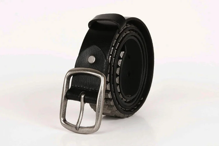 Genuine Leather Belt New Cowboy Motorcycle Jeans Heavy Metal Rivet Belts For Men Punk Rock Male Strap Ceinture Homme