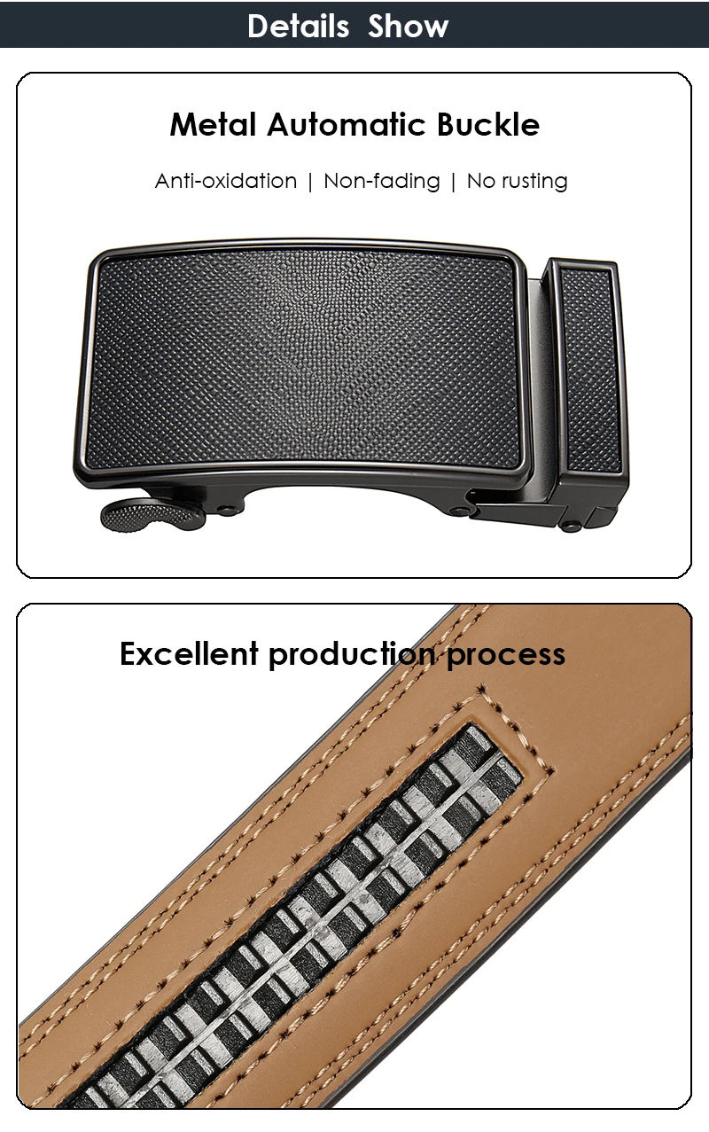 VATLTY 35mm Fashion Leather Belt for Men High Quality Metal Zinc Alloy Automatic Buckle Work Belt Natural Cowhide Trouser Girdle