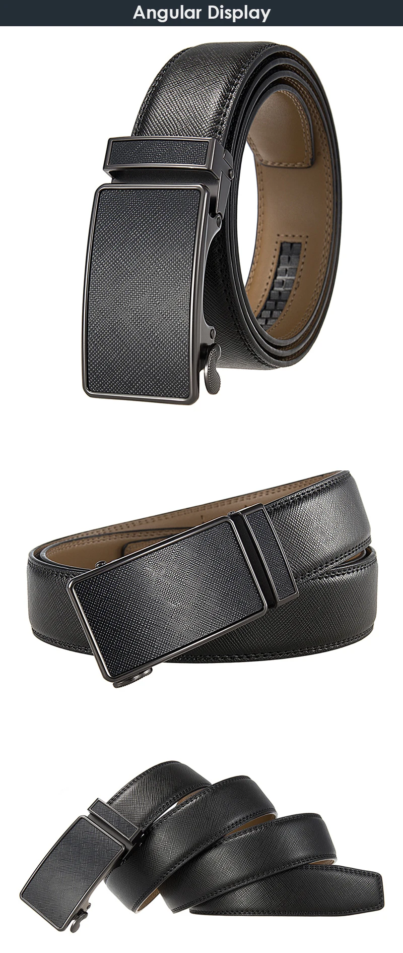 VATLTY 35mm Fashion Leather Belt for Men High Quality Metal Zinc Alloy Automatic Buckle Work Belt Natural Cowhide Trouser Girdle