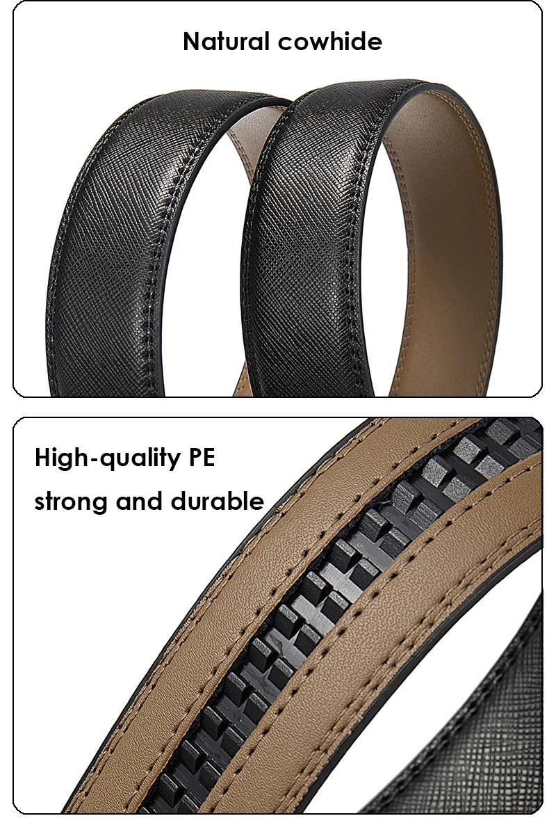 VATLTY 35mm Fashion Leather Belt for Men High Quality Metal Zinc Alloy Automatic Buckle Work Belt Natural Cowhide Trouser Girdle