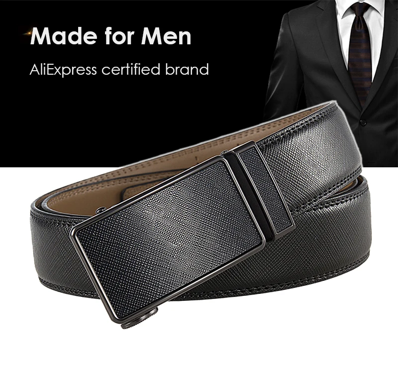 VATLTY 35mm Fashion Leather Belt for Men High Quality Metal Zinc Alloy Automatic Buckle Work Belt Natural Cowhide Trouser Girdle