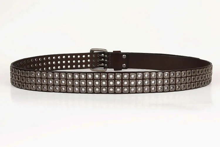 Heavy Metal Punk Belt Genuine Leather Hip Hop Belts For Men Cross Rivet Jeans belt male Strap Ceinture Homme designer belt