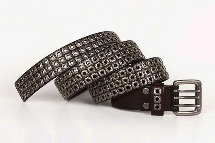 Heavy Metal Punk Belt Genuine Leather Hip Hop Belts For Men Cross Rivet Jeans belt male Strap Ceinture Homme designer belt