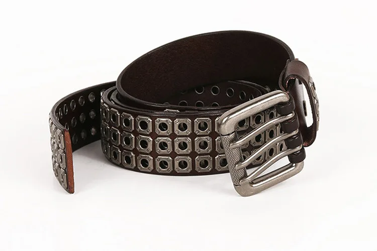 Heavy Metal Punk Belt Genuine Leather Hip Hop Belts For Men Cross Rivet Jeans belt male Strap Ceinture Homme designer belt