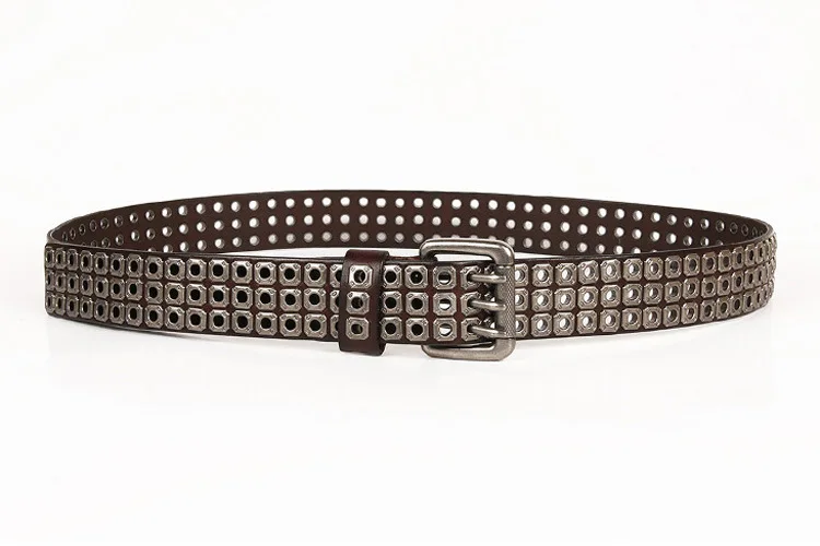Heavy Metal Punk Belt Genuine Leather Hip Hop Belts For Men Cross Rivet Jeans belt male Strap Ceinture Homme designer belt