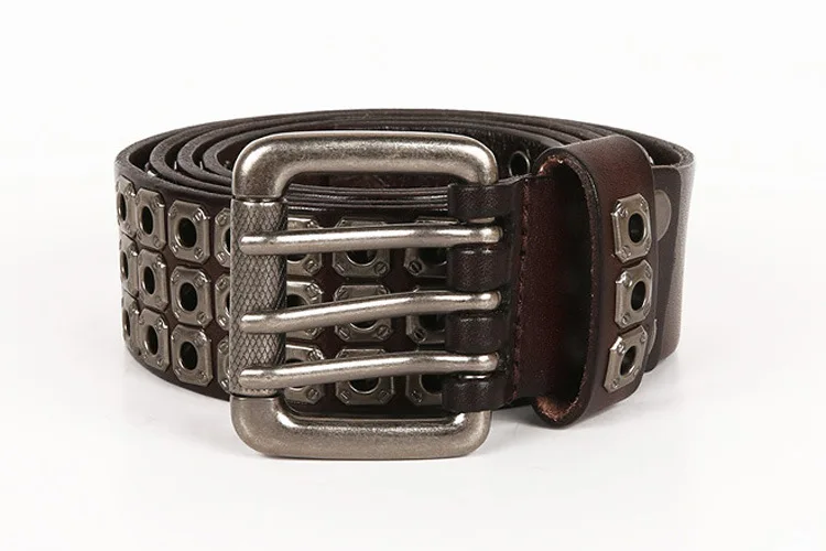 Heavy Metal Punk Belt Genuine Leather Hip Hop Belts For Men Cross Rivet Jeans belt male Strap Ceinture Homme designer belt
