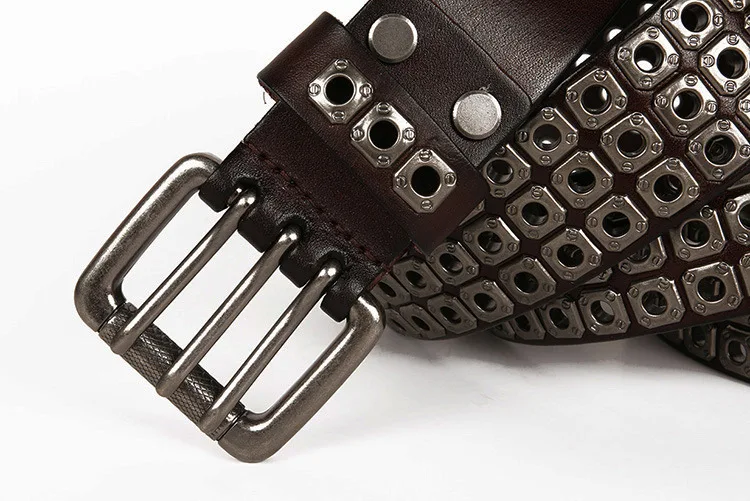 Heavy Metal Punk Belt Genuine Leather Hip Hop Belts For Men Cross Rivet Jeans belt male Strap Ceinture Homme designer belt