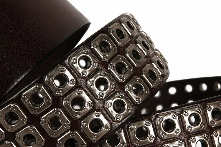 Heavy Metal Punk Belt Genuine Leather Hip Hop Belts For Men Cross Rivet Jeans belt male Strap Ceinture Homme designer belt