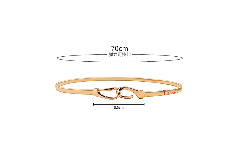 Golden Metal Elastic Thin Women Belt Matching Skirt Waist Chain Decorative Dress Hook Waist Skirt Chain Belt