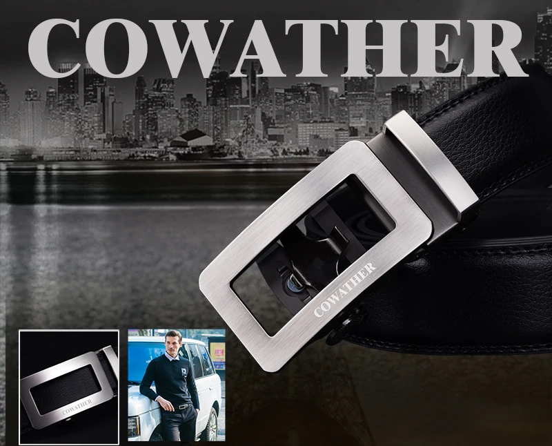 COWATHER 2021 luxury belts for men cow genuine leather male strap automatic buckle belt newest fashion design original brand