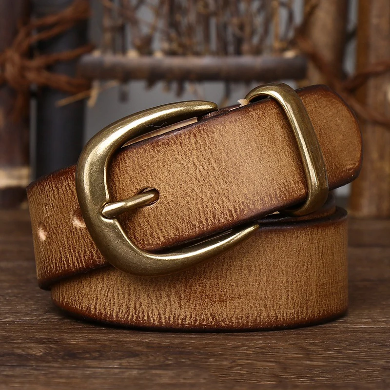 3.3cm Fashion Genuine Leather Pin Buckle Men's Belt Retro Korean Pure Cowhide Jeans Belts for Women Luxury Designer Cowboy