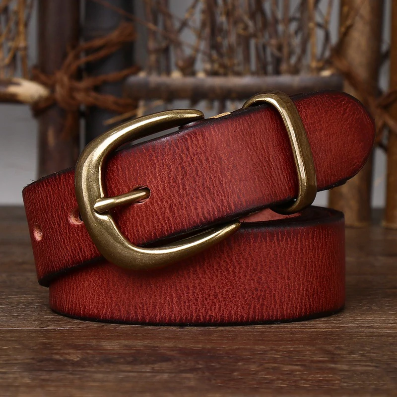 3.3cm Fashion Genuine Leather Pin Buckle Men's Belt Retro Korean Pure Cowhide Jeans Belts for Women Luxury Designer Cowboy