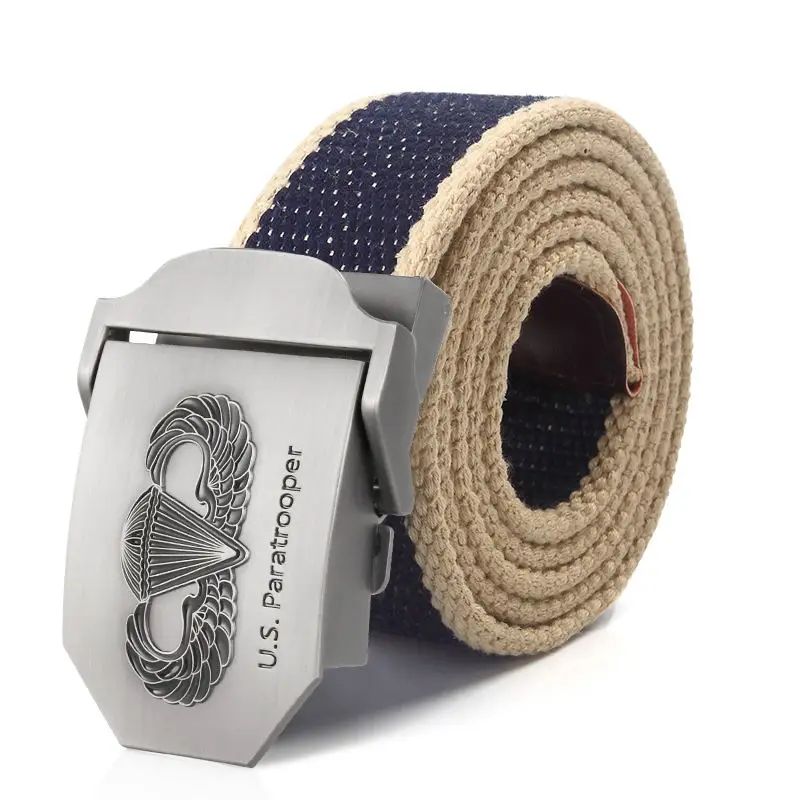 SupSindy New Men&Women Military Canvas Belt Luxury US Paratrooper Metal Buckle Jeans Belt Army Tactical Belts for Men Strap Male