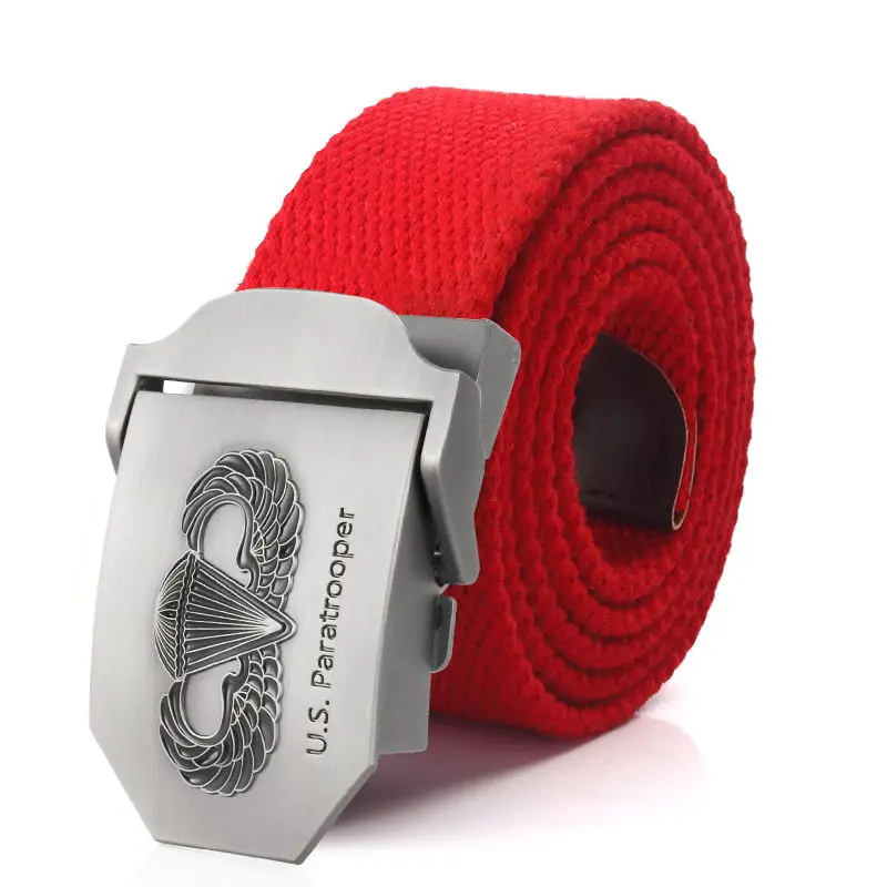 SupSindy New Men&Women Military Canvas Belt Luxury US Paratrooper Metal Buckle Jeans Belt Army Tactical Belts for Men Strap Male
