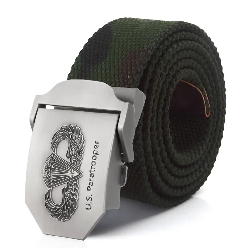 SupSindy New Men&Women Military Canvas Belt Luxury US Paratrooper Metal Buckle Jeans Belt Army Tactical Belts for Men Strap Male