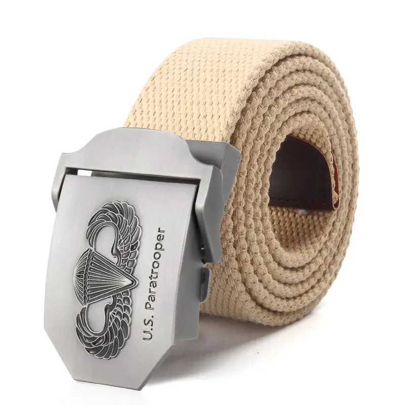 SupSindy New Men&Women Military Canvas Belt Luxury US Paratrooper Metal Buckle Jeans Belt Army Tactical Belts for Men Strap Male