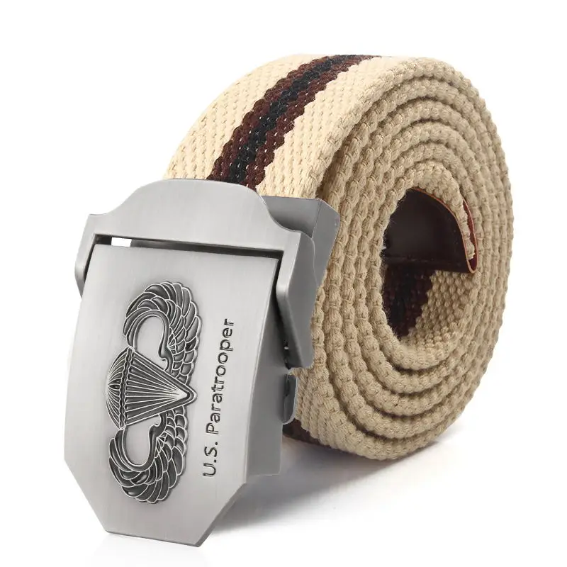SupSindy New Men&Women Military Canvas Belt Luxury US Paratrooper Metal Buckle Jeans Belt Army Tactical Belts for Men Strap Male