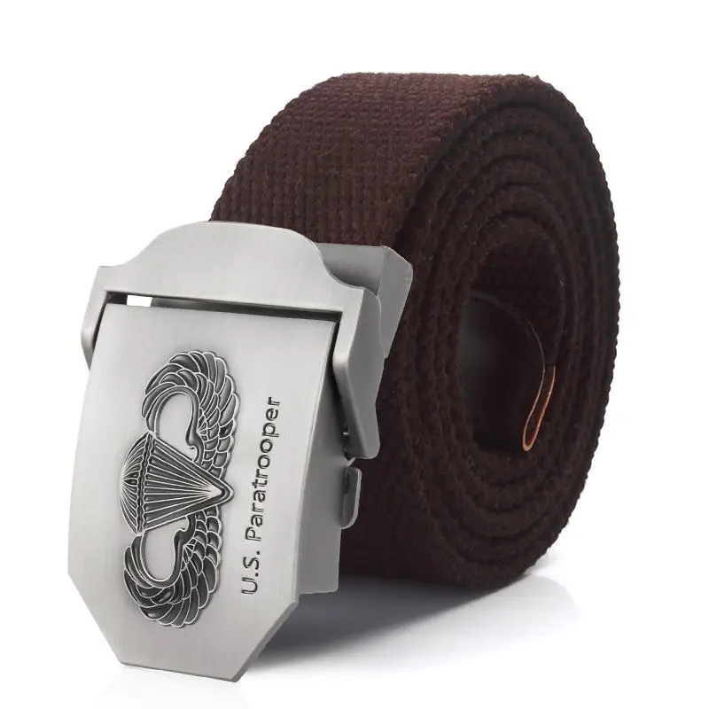 SupSindy New Men&Women Military Canvas Belt Luxury US Paratrooper Metal Buckle Jeans Belt Army Tactical Belts for Men Strap Male
