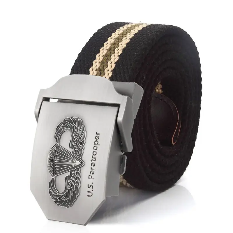 SupSindy New Men&Women Military Canvas Belt Luxury US Paratrooper Metal Buckle Jeans Belt Army Tactical Belts for Men Strap Male