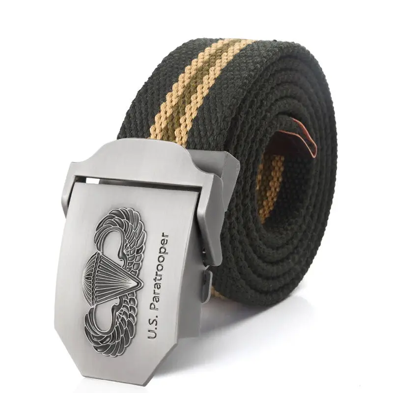 SupSindy New Men&Women Military Canvas Belt Luxury US Paratrooper Metal Buckle Jeans Belt Army Tactical Belts for Men Strap Male