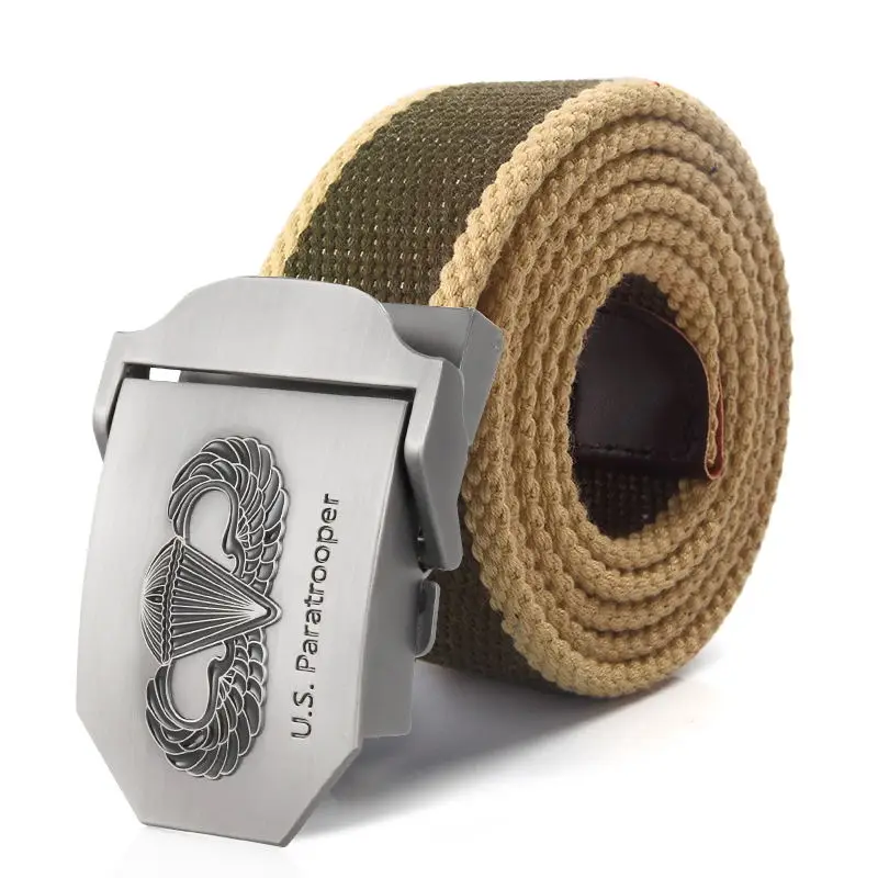 SupSindy New Men&Women Military Canvas Belt Luxury US Paratrooper Metal Buckle Jeans Belt Army Tactical Belts for Men Strap Male