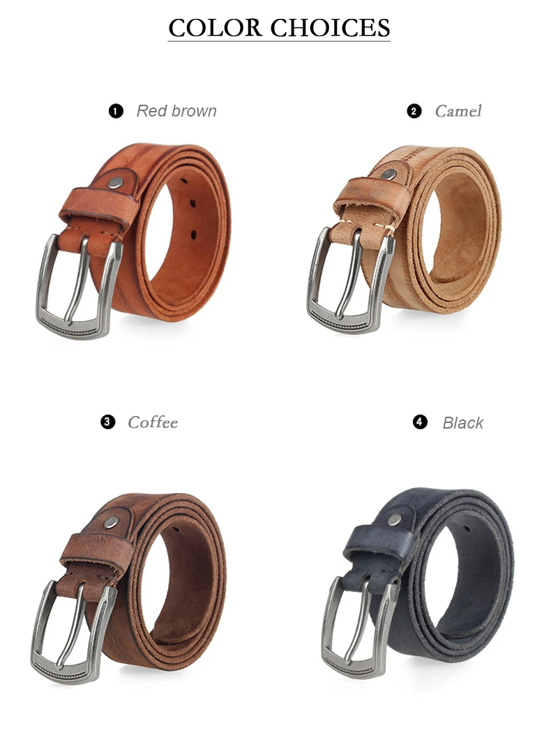 Natural Cowhide Belt For Men's Hard Metal Buckle Soft Original Cowhide Men Leather Belt Unique Texture Real Leather Jeans Belt