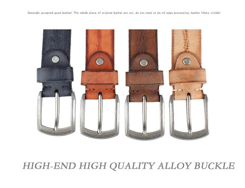 Natural Cowhide Belt For Men's Hard Metal Buckle Soft Original Cowhide Men Leather Belt Unique Texture Real Leather Jeans Belt