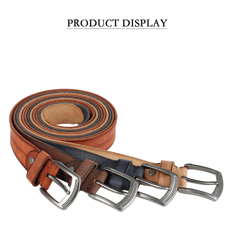 Natural Cowhide Belt For Men's Hard Metal Buckle Soft Original Cowhide Men Leather Belt Unique Texture Real Leather Jeans Belt
