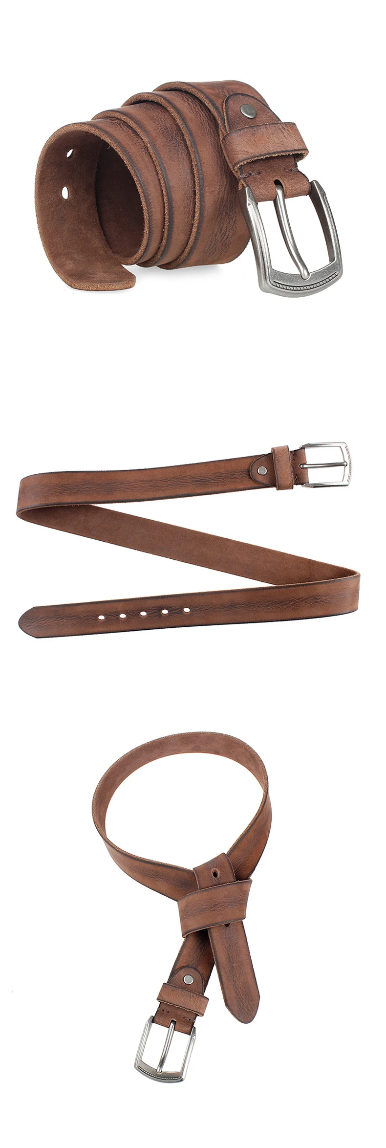Natural Cowhide Belt For Men's Hard Metal Buckle Soft Original Cowhide Men Leather Belt Unique Texture Real Leather Jeans Belt