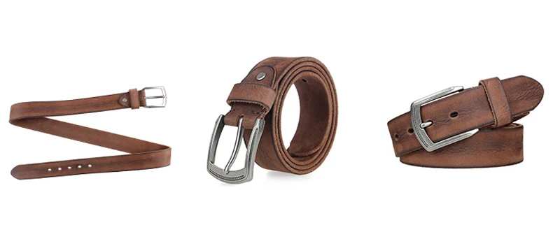 Natural Cowhide Belt For Men's Hard Metal Buckle Soft Original Cowhide Men Leather Belt Unique Texture Real Leather Jeans Belt