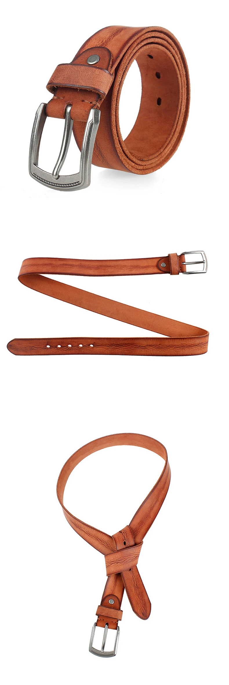 Natural Cowhide Belt For Men's Hard Metal Buckle Soft Original Cowhide Men Leather Belt Unique Texture Real Leather Jeans Belt