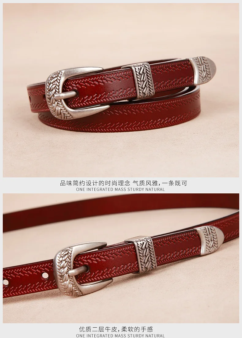 Maikun Fashion Women's Pin Buckle Temperament Belt Casual Leather Fine Vintage Pants for Women with Jeans