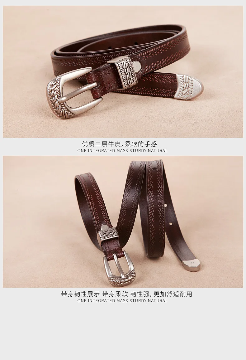Maikun Fashion Women's Pin Buckle Temperament Belt Casual Leather Fine Vintage Pants for Women with Jeans