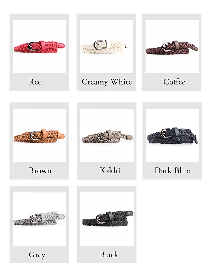 Brand Designer Casual Dress Belts for Women Thin Braid Genuine Leather Belt for Jeans Pin Buckle Female Strap Candy Color