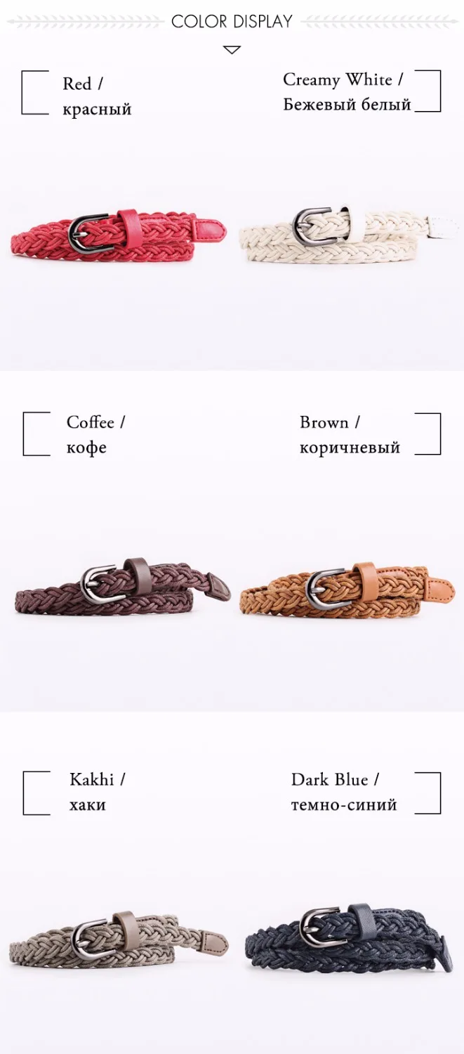 Brand Designer Casual Dress Belts for Women Thin Braid Genuine Leather Belt for Jeans Pin Buckle Female Strap Candy Color