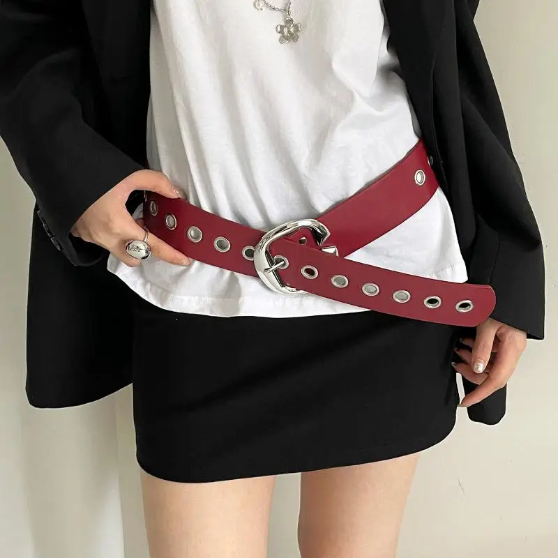 1pcs Punk Style Design Sense Wide Belt Female Y2k Personality Advanced Sense With Skirt Jeans Belt PU Leather Belt Accessories