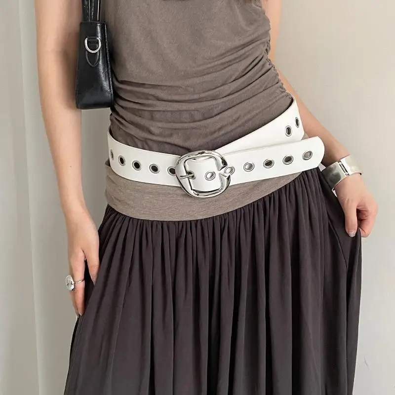 1pcs Punk Style Design Sense Wide Belt Female Y2k Personality Advanced Sense With Skirt Jeans Belt PU Leather Belt Accessories