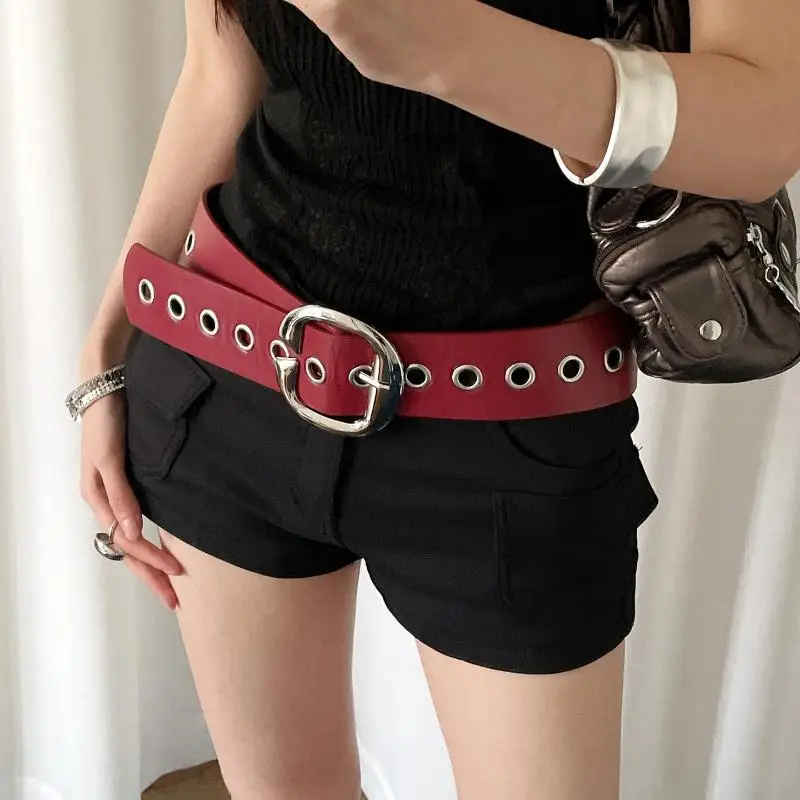1pcs Punk Style Design Sense Wide Belt Female Y2k Personality Advanced Sense With Skirt Jeans Belt PU Leather Belt Accessories