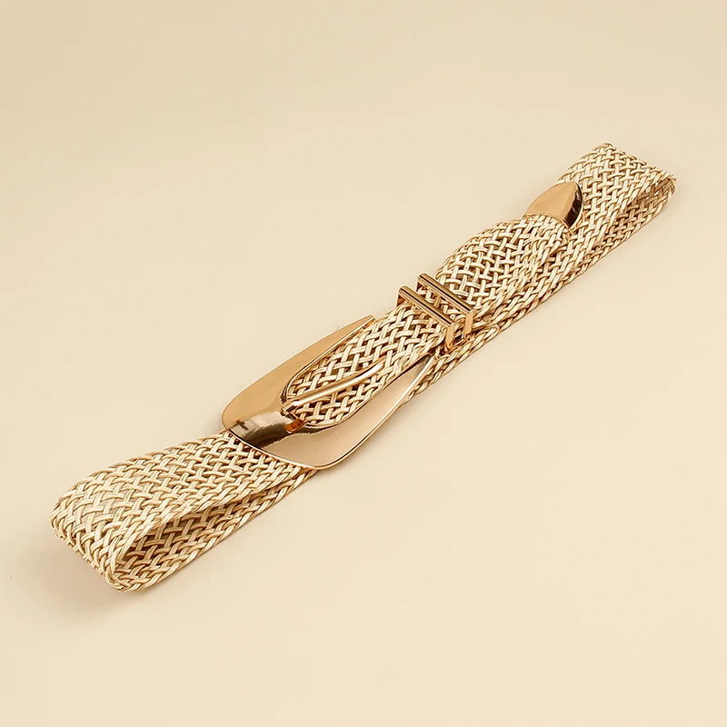 Fashion Women PP Straw Belt Bohemian Wide Elastic Waist Belt Braided Waistbelt Summer Casual Dress Waistband Apparel Accessories