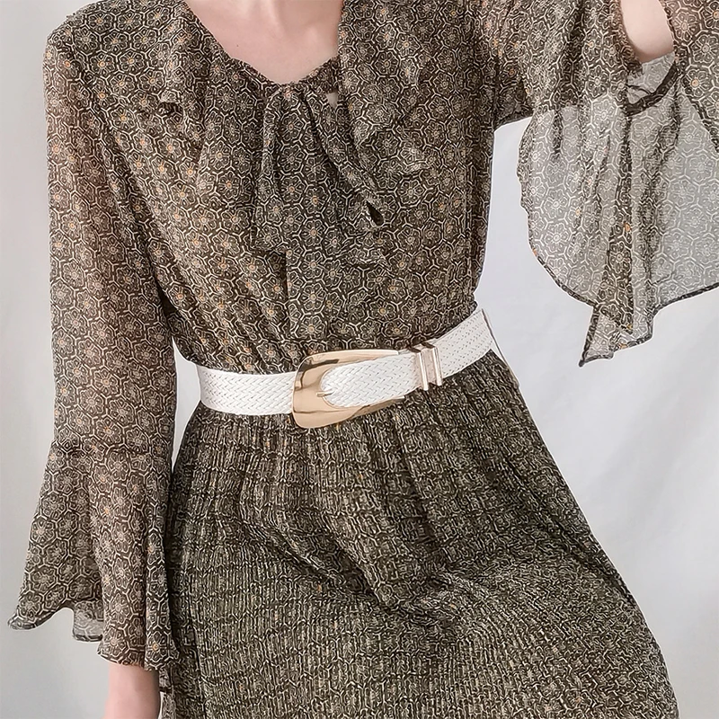 Fashion Women PP Straw Belt Bohemian Wide Elastic Waist Belt Braided Waistbelt Summer Casual Dress Waistband Apparel Accessories