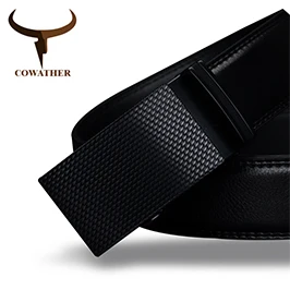 COWATHER 2021 Genuine Leather belts for men High quality brown black color metal automatic buckle Strap male Jeans cowboy CZ045