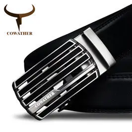 COWATHER 2021 Genuine Leather belts for men High quality brown black color metal automatic buckle Strap male Jeans cowboy CZ045