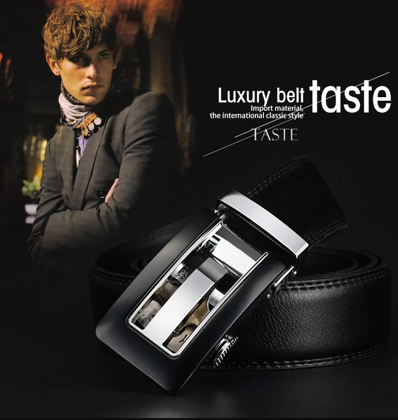 COWATHER 2021 Genuine Leather belts for men High quality brown black color metal automatic buckle Strap male Jeans cowboy CZ045