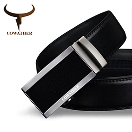 COWATHER 2021 Genuine Leather belts for men High quality brown black color metal automatic buckle Strap male Jeans cowboy CZ045